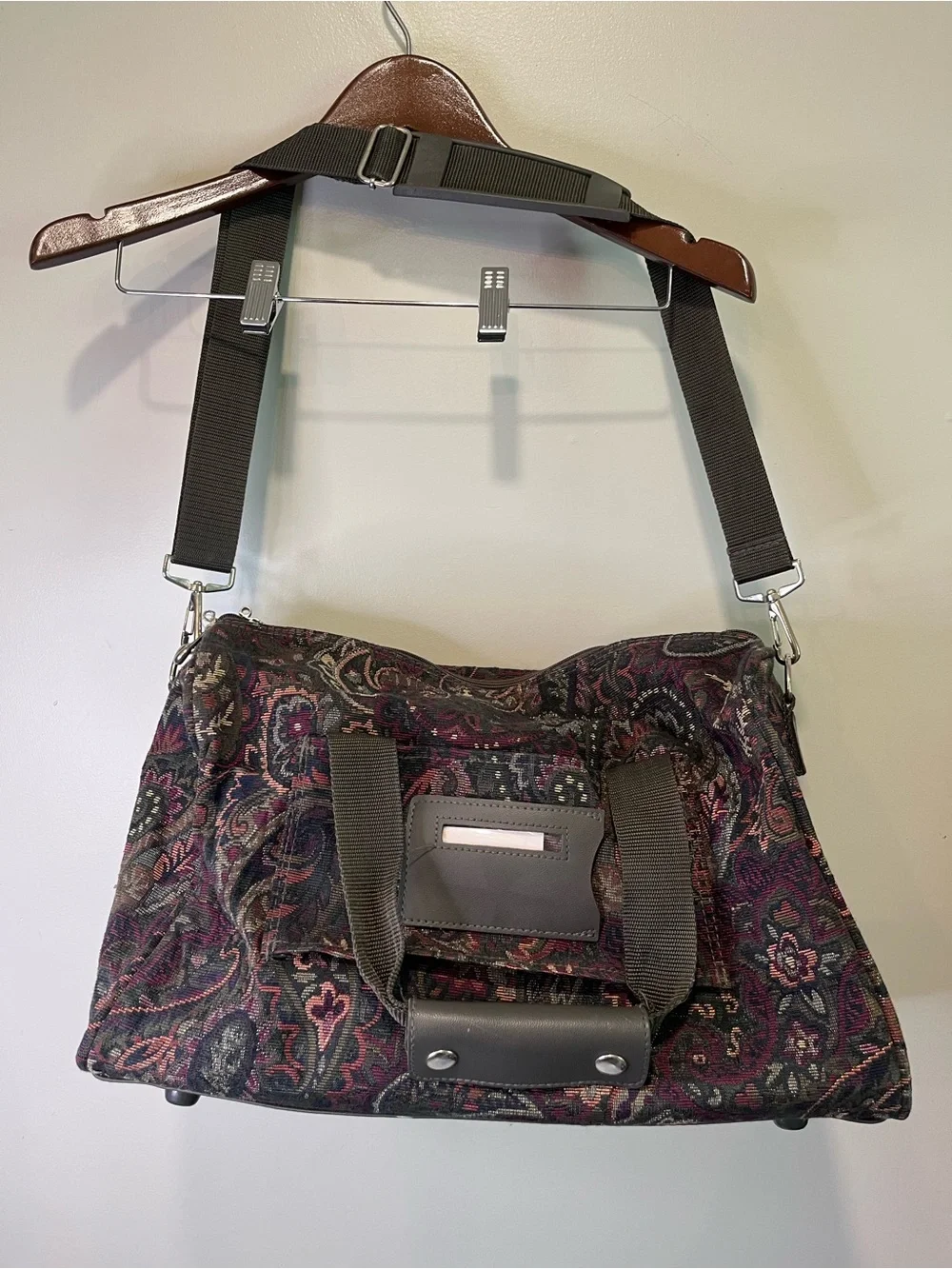 Vtg 90s Pierre Cardin Floral Tapestry Travel Carry On Shoulder Bag